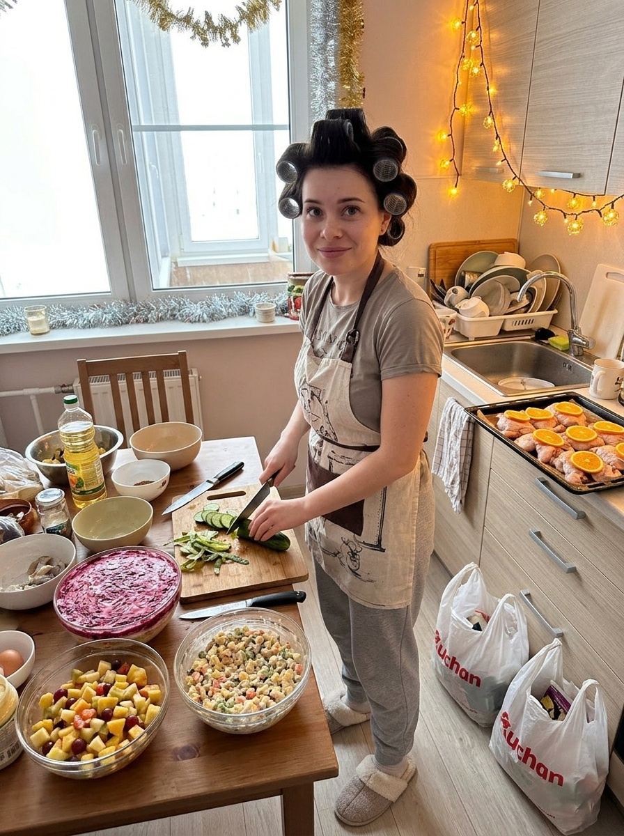 Женщина готовит на кухне перед праздником
