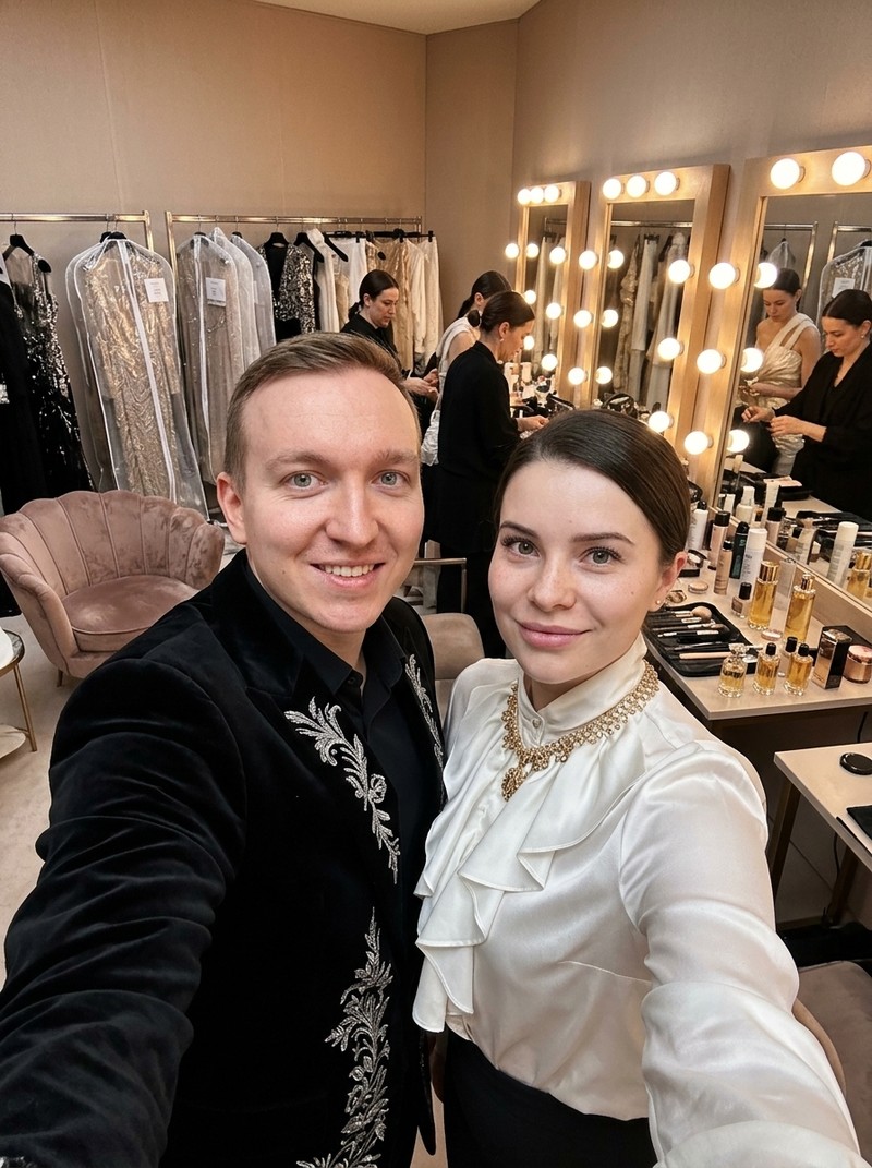 Селфи за кулисами показа моды в гримерной
