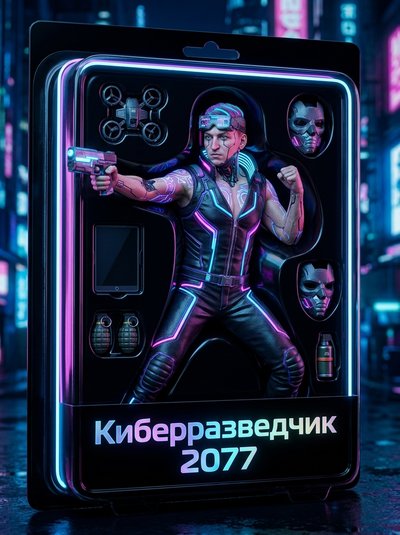 Футуристический киберпанк герой с неоновыми деталями