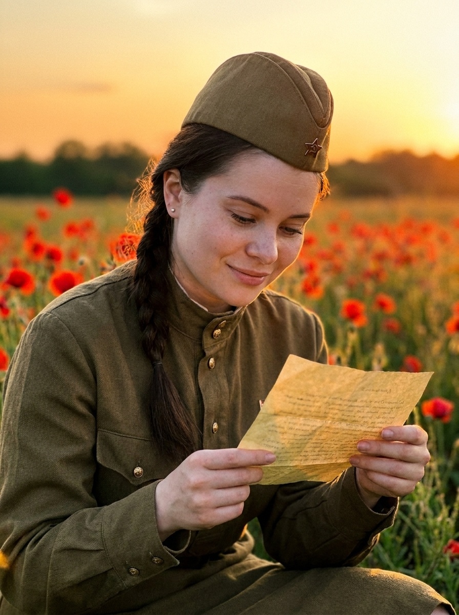 Кинематографичный портрет женщины в военной форме середины XX века