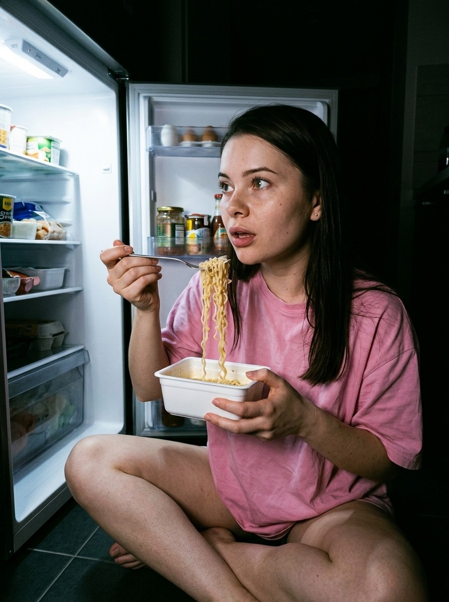 Женщина на кухне ночью: фотореалистичный портрет