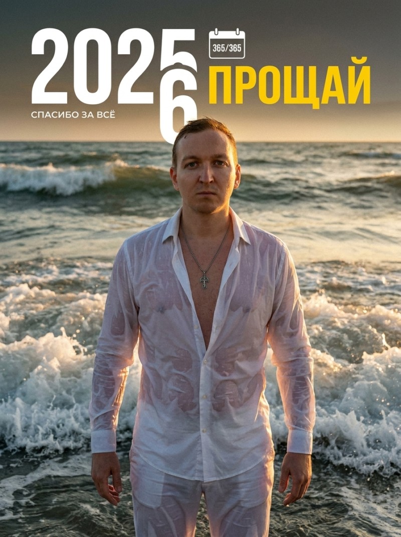 Прощание с 2025: символический портрет в океане