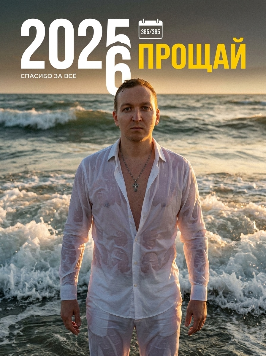 Прощание с 2025: символический портрет в океане