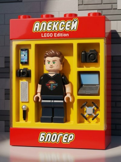 Фотореалистичный LEGO-персонаж в коллекционной коробке