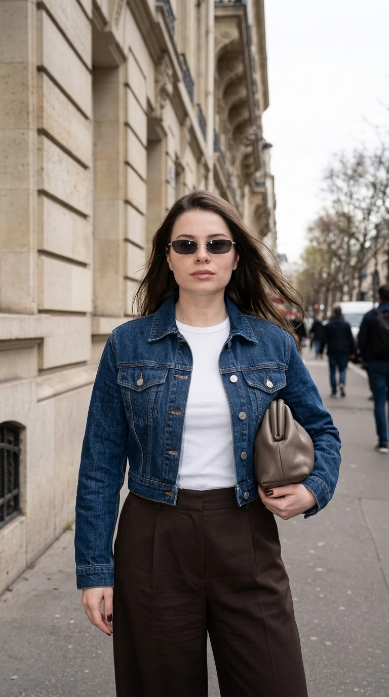 Уличная fashion-съёмка девушки с фронтальной вспышкой в пасмурный день