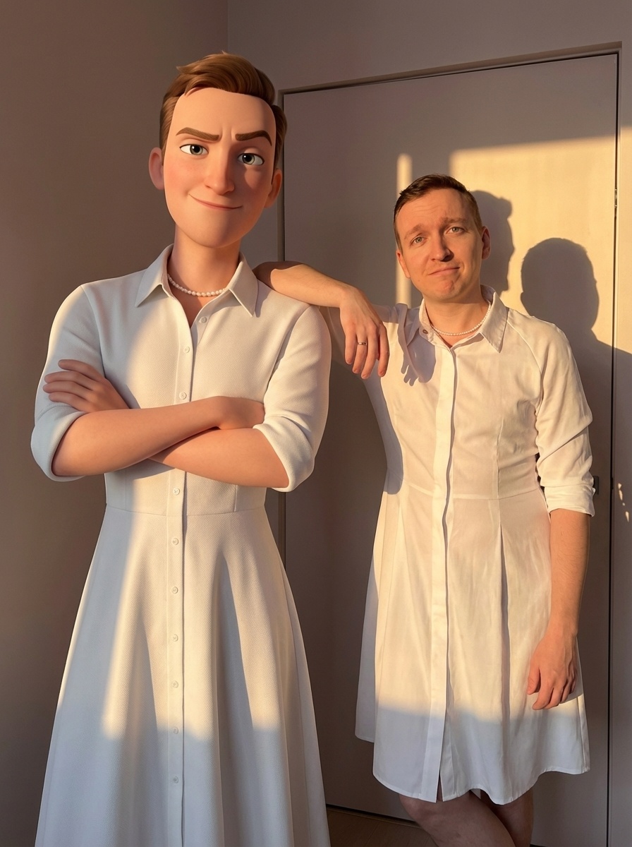 Гигантский Pixar-персонаж в утреннем свете