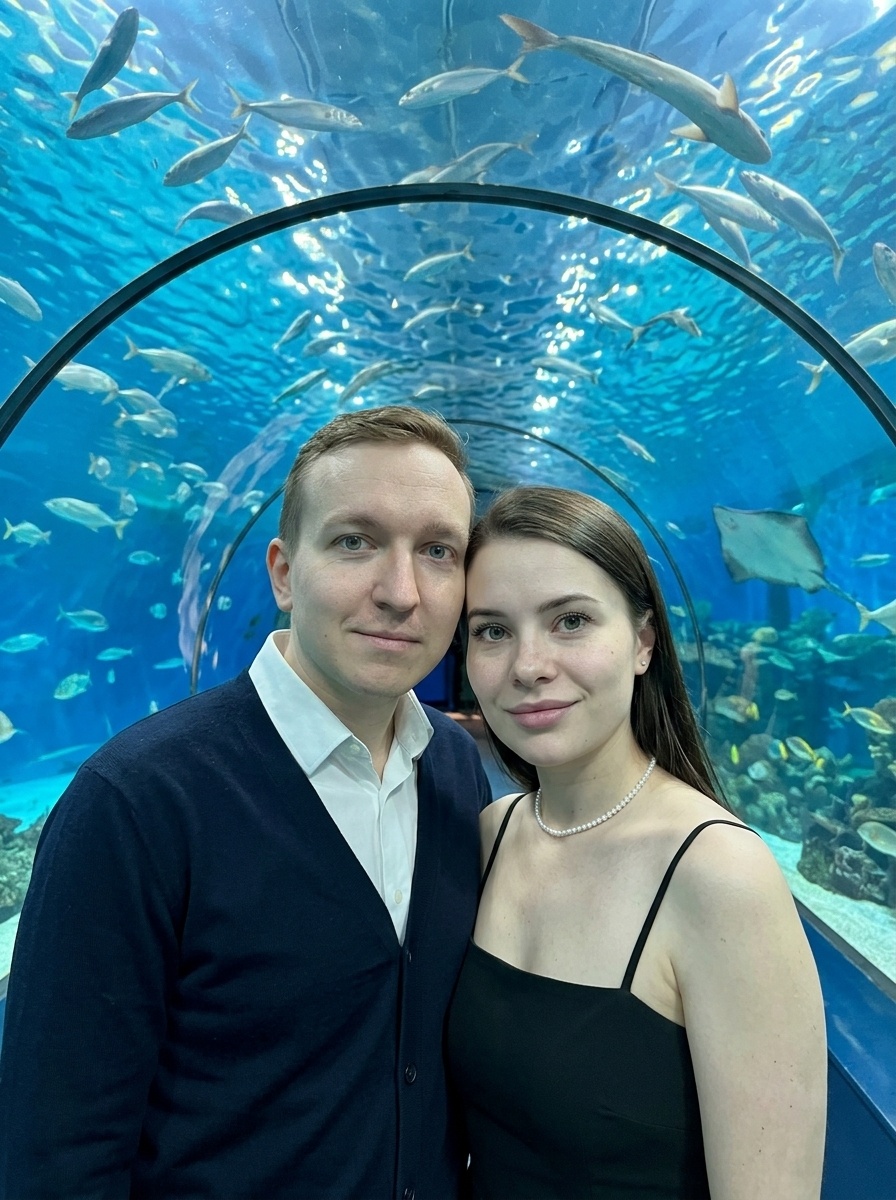 Дуэт-портрет в аквариумном тоннеле
