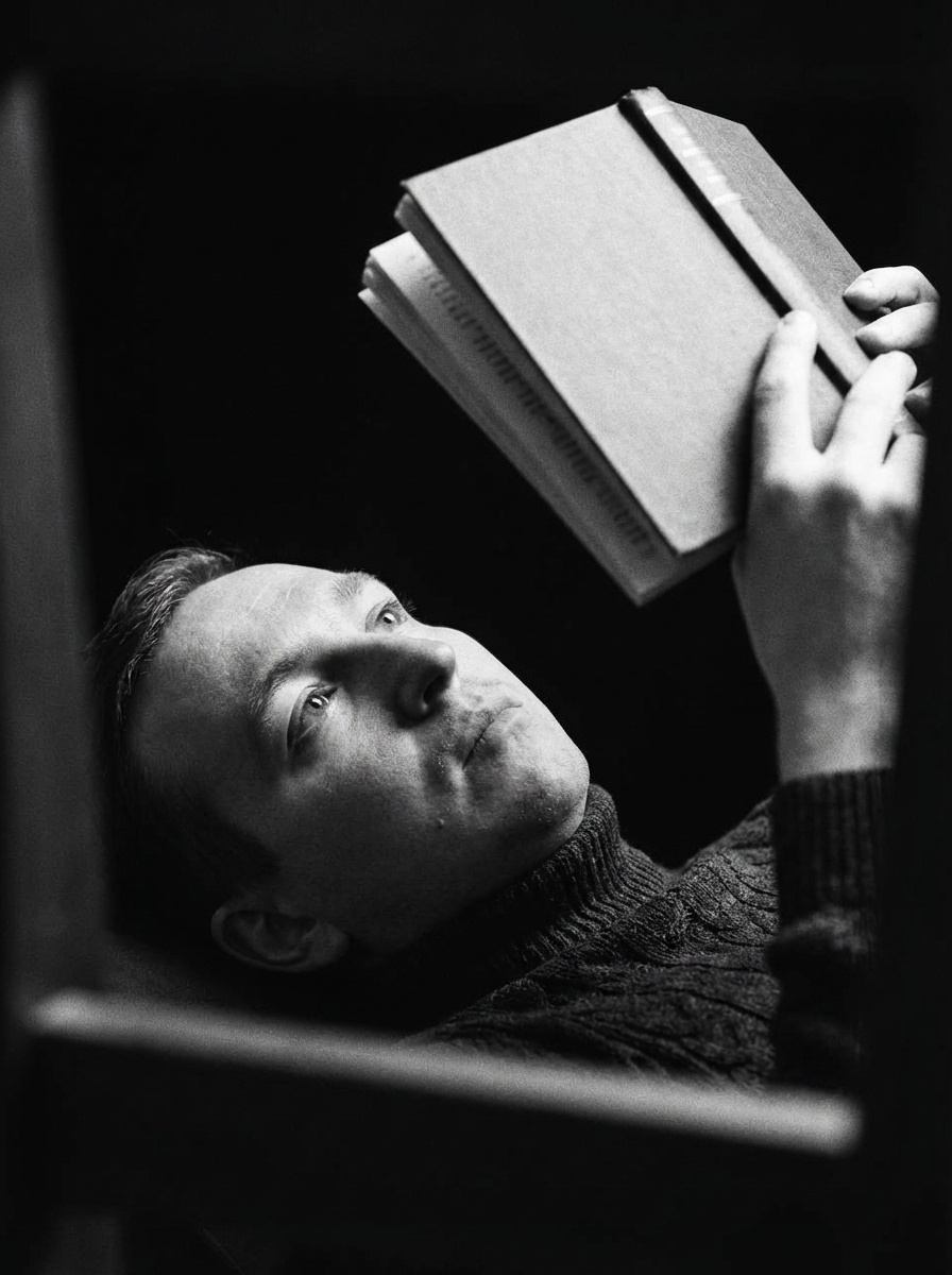 Артхаусный портрет мужчины с книгой