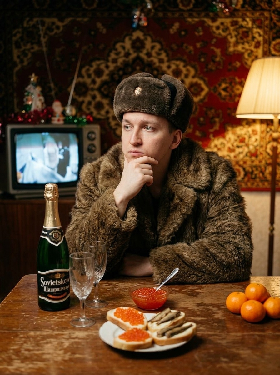 Меланхоличный мужской портрет в советской квартире