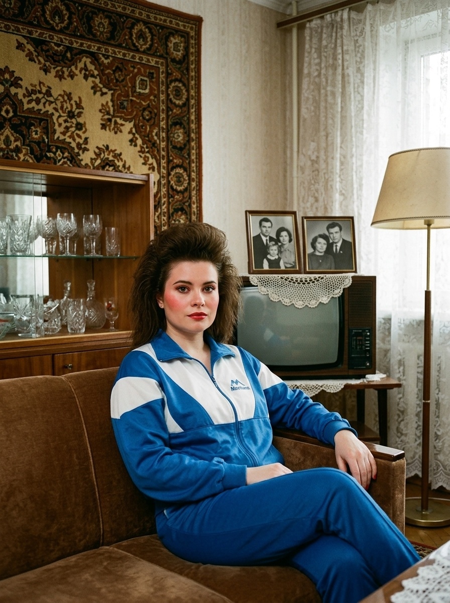 Ультрареалистичный портрет девушки в советской квартире 1989